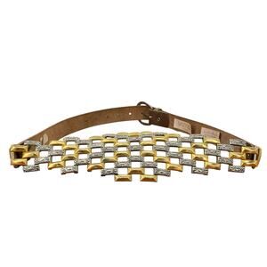 Voltige Paris Belt Cosplay Statement VTG Women's SZ 32 Brown Gold Silver Leather